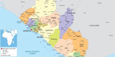 Карту намаляваць палітычную карту Ліберыі