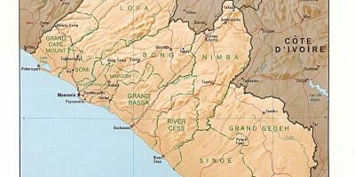 Намаляваць карту рэльефу Ліберыі