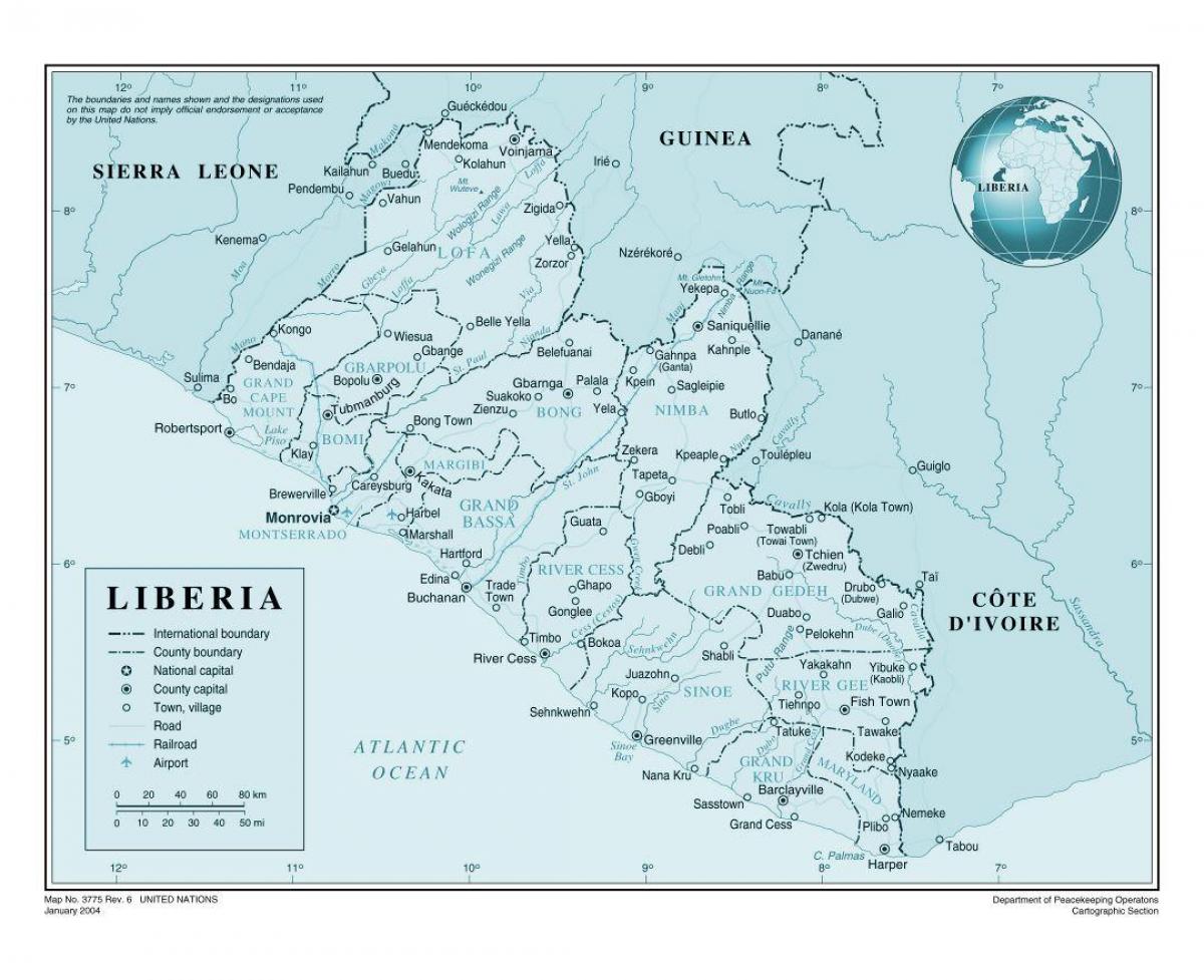 карта аэрапорт Ліберыя 